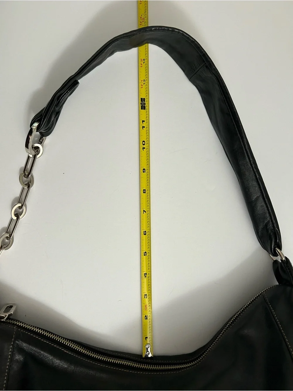 Prune Black Leather Hobo with Metal Ring Accents